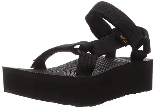 Teva Women's Flatform Universal Platform Sandal, Black, 5 M US