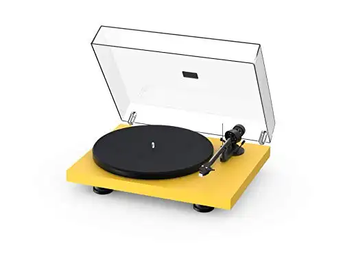 Pro-Ject Debut Carbon EVO, Audiophile Turntable with Carbon Fiber tonearm, Electronic Speed Selection and pre-Mounted Sumiko Rainier Phono Cartridge (Satin Golden Yellow)