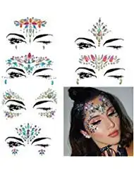 COKOHAPPY 6 Sets Rhinestone Mermaid Face Jewels Tattoo - BODY STICKERS Crystal Tears Gem Stones Bindi Temporary Stickers (Collection 1)