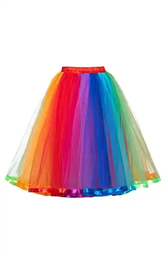 MisShow Womens Rainbow Tutu Skirt Layered Tulle Skirt Girls Colorful Halloween Costumes Tutu