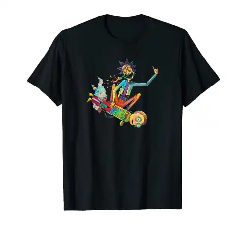 Rick and Morty Psychedelic Rick with Skateboard Morty T-Shirt