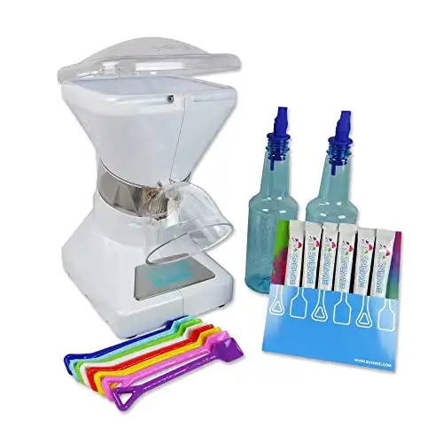 SNOWIE - Little Snowie Max Snow Cone Machine - Premium Shaved Ice Maker, with Powder Sticks Syrup Mix, 6-Stick Kit, White