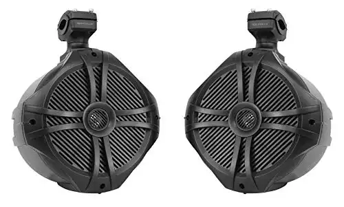 Rockville Pair RWB90B Black 8" 300w Marine Wakeboard 360° Swivel Tower Speakers