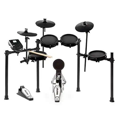 Alesis Nitro Mesh Kit - Electronic Drum Set with Quiet Mesh Pads, USB MIDI, Kick Pedal and Rubber Kick Drum, 40 Kits, 385 Sounds, Drum Lessons