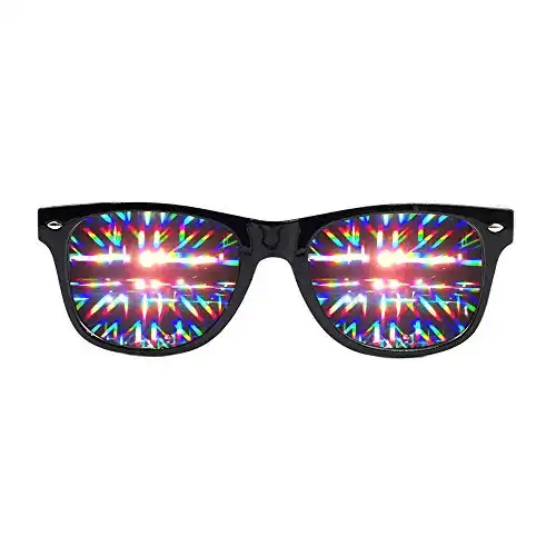 EmazingLights Diffraction Prism Rave Glasses (Black, Transparent Lens)