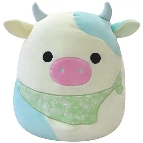 Squishmallow Official Kellytoy Plush Farm Squad Squishy Soft Plush Toy Animals (Belana Cow (Green Bandana), 11 Inch)