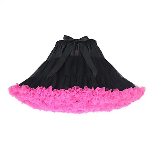 Women's Elastic Waist Chiffon Petticoat Puffy Tutu Tulle Skirt Princess Ballet Dance Pettiskirts Underskirt