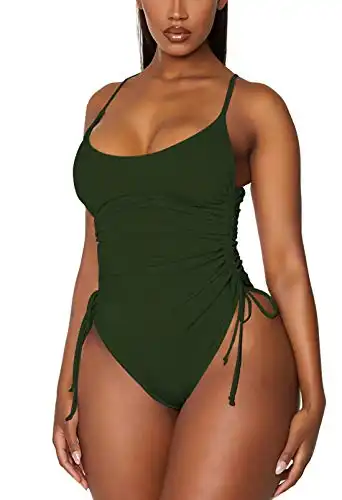 Viottiset Women's Ruched High Cut One Piece Swimsuit Tummy Control Bathing Suit Monokini