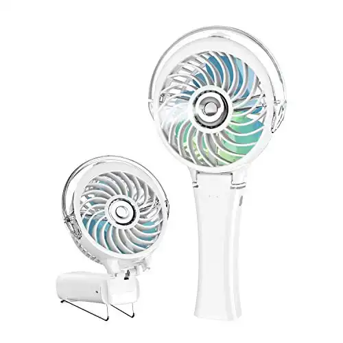 HandFan Portable Misting Fan, Handheld Mister Fan, USB Rechargeable Personal Mist Fan, Battery Operated Spray Water Fan, Mini Cooling Fans for Eyelash Travel, Outdoors, Hiking(White)