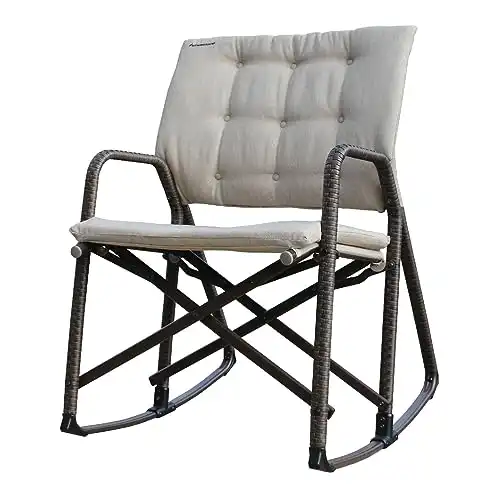 STRONGBACK Outdoor Patio Rocker, Portable Folding Rocking Chair with Lumbar Support, Great Outdoor Chair for Patio Furniture, Balcony, Camping, and Lawn, Single