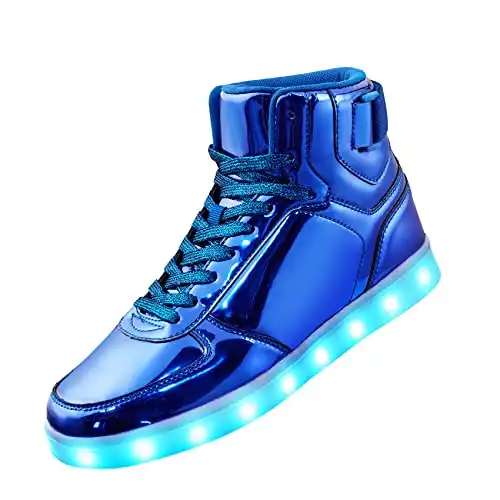 DIYJTS Unisex LED Light Up Shoes, Fashion High Top LED Sneakers USB Rechargeable Glowing Luminous Shoes for Men, Women, Teens