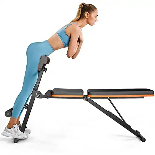 PERLECARE Adjustable Weight Bench for Full Body Workout, All-in-One Exercise Bench Supports up to 772lbs, Foldable Flat, Incline, Decline Workout Bench with Two Exercise Bands for Home Gym, PCWB01 Upg...