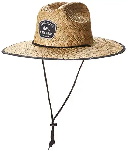 Quiksilver Waterman Men's Sun Protection Lifeguard Straw Hat, Black Outsider Waterman, S/M