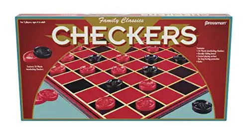 Family Classics Checkers -- With Folding Board and Interlocking Checkers by Pressman