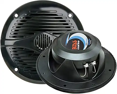 BOSS Audio Systems MR50B 5.25 inch Marine Stereo Boat Speakers - 150 Watts (pair), 2 Way, Full Range Audio, Tweeters, Coaxial, Weatherproof, Sold in Pairs