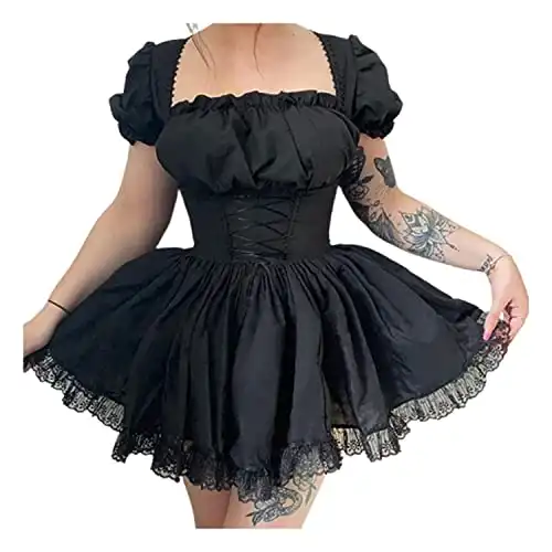 Fashion Dress Gothic Vintage Romantic Casual Goth Dress for Women