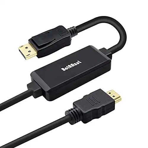 BolAAzuL Active 4K HDMI to Displayport 1.2 Converter Adapter Cable 6FT/1.8M, HDMI Source to DisplayPort Monitor Cable Unidirectional HDMI 1.4 Male to DP 1.2 Male -AHDPC