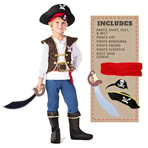 Spooktacular Creations Boys Pirate Costume for Kids Deluxe Costume Set (S 5-7)