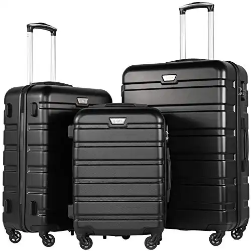 Coolife Luggage 3 Piece Set Suitcase Spinner Hardshell Lightweight TSA Lock