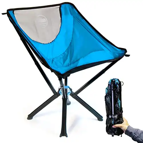 CLIQ Portable Chair Camping Chairs - A Small Collapsible Portable Chair That Goes Every Where Outdoors. Compact Folding Chair for Adults That Sets Up in 5 Seconds | Camping Chair Supports 300 Lbs