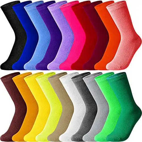 Giugu 20 Pairs Women's Solid Color Crew Socks Lightweight Dress Sock for Women Girls