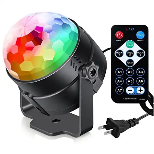 Sound Activated Party Lights with Remote Control Dj Lighting, Disco Ball Strobe Lamp 7 Modes Stage Light for Home Room Dance Parties Birthday Karaoke Halloween Christmas Wedding Show Club Decorations