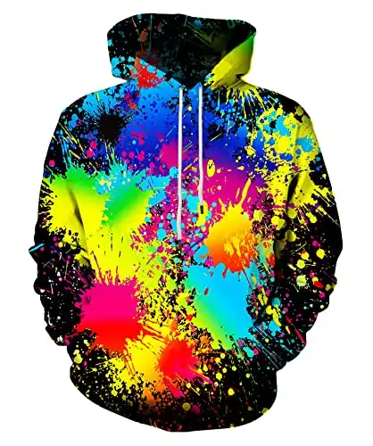 EOWJEED Unisex Realistic 3D Print Galaxy Pullover Hooded Sweatshirt Hoodies with Big Pockets