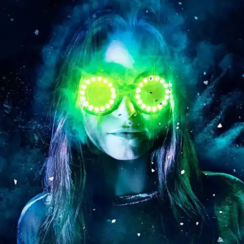 GloFX Led Pixel Pro Goggles | 350 Epic Modes | Programmable Rechargeable Light Up Edm Music Festival Rave Party Sunglasses