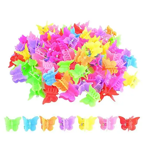 100 Packs Assorted Color Butterfly Hair Clips, Bantoye Girls Beautiful Mini Butterfly Hair Clips Hair Accessories for Girls and Women, Random Color