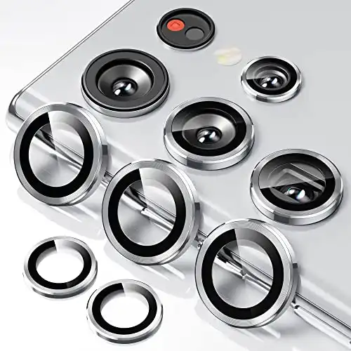 Hoerrye Camera Lens Protector for Samsung Galaxy S22 Ultra, Scratch-Proof, Drop-Proof Alloy Phone Screen Camera Cover Protection for 6.8'' Accessories - Silver