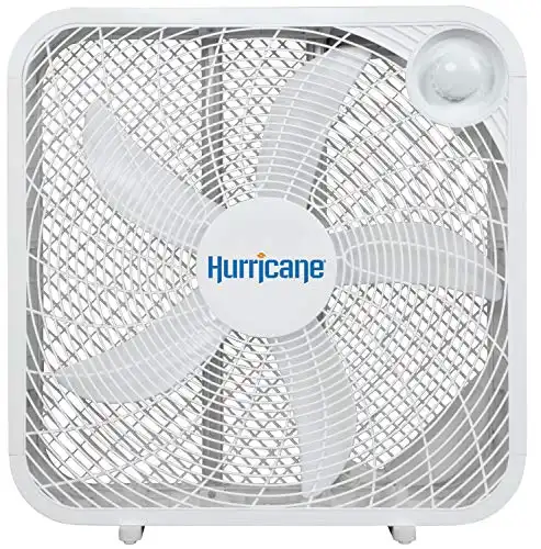 Hurricane Box Fan - 20 Inch, Classic Series, Floor Fan with 3 Energy Efficient Speed Settings, Compact Design, Lightweight - ETL Listed, White