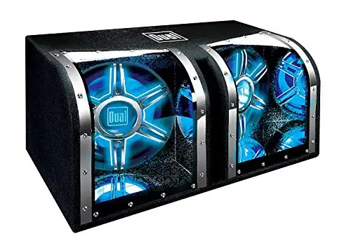 Dual Electronics BP1204 High Performance 12 inch Car Audio Subwoofers in a Tuned Bandpass Enclosure with Blue illumiNITE LED Illumination and Plexiglass Viewing Windows and 1,100 Watts of Peak Power